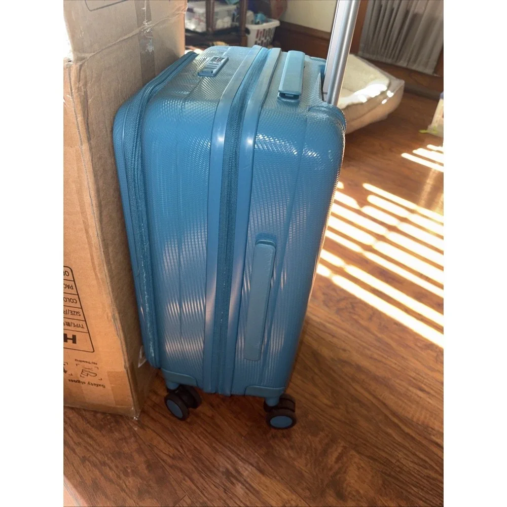 Hanke Underseat 16 Inch Carry On Luggage Hard Shell Caribbean Blue NEW